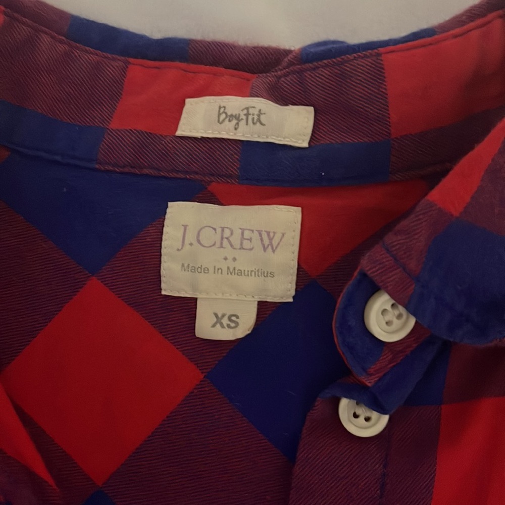 J. Crew Buffalo Plaid Boy fit Button down long sleeve shirt Womens XS - Picture 3 of 4
